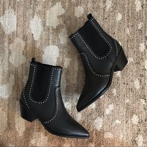 PAIGE Willa Bootie — Black Leather Studded